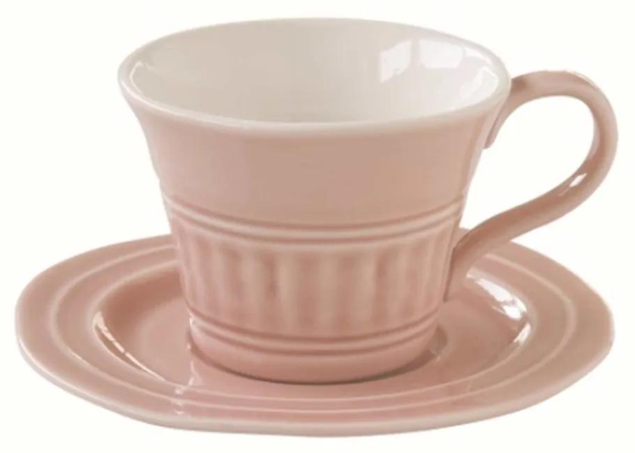 Porcelán presszós csésze + alj Abitare Chic Light Pink