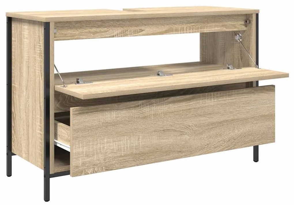 sonoma tölgy fürdőszobai mosdószekrény fiókokkal 90x34,5x60 cm