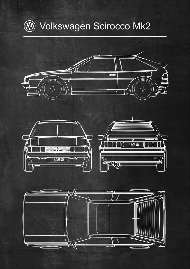 Volkswagen Scirocco Mk2 Retro Poster poszter