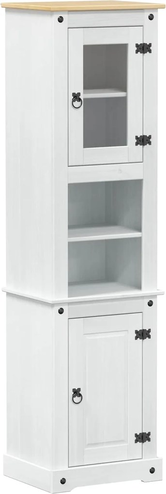 vidaXL Fürdőszoba Székény ajtóval Fehér 50 x 40 x 185 cm Tömör fenyőfa