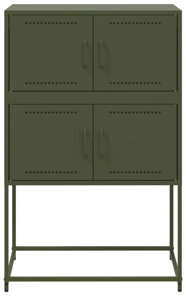 olívazöld acél tálalószekrény 68,5x38,5x107 cm