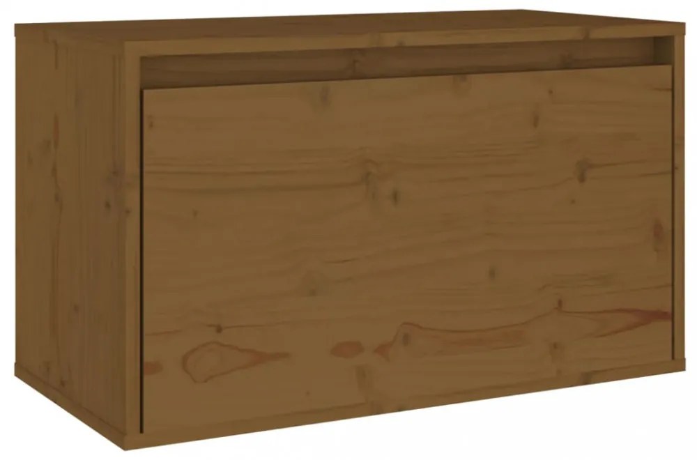 mézbarna tömör fenyőfa faliszekrény 60 x 30 x 35 cm