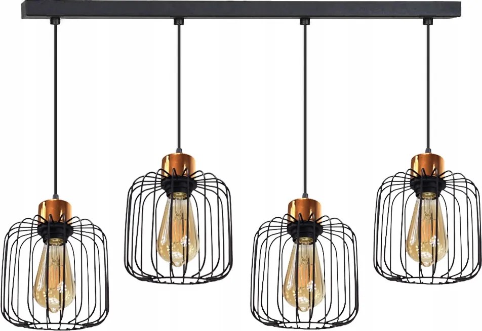 Mennyezeti függőlámpa csillár Ring fekete réz lámpa asztal fölé loft lámpa