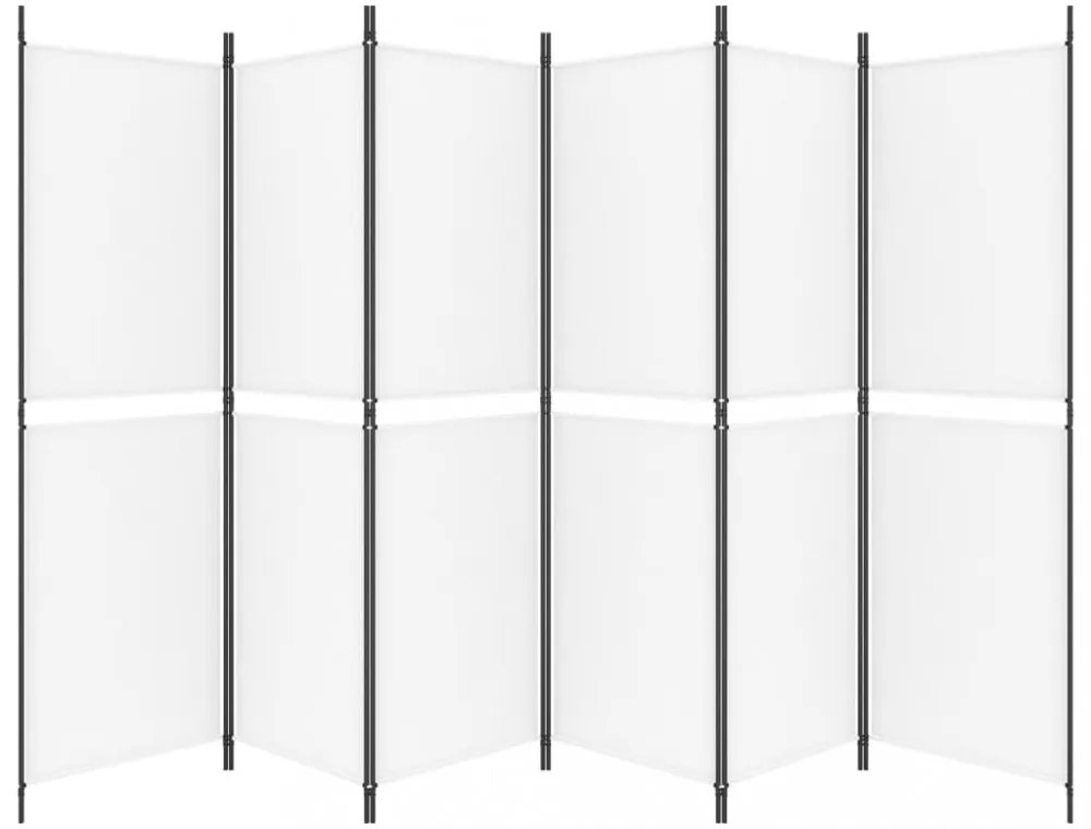 6 paneles fehér szövet térelválasztó 300x180 cm