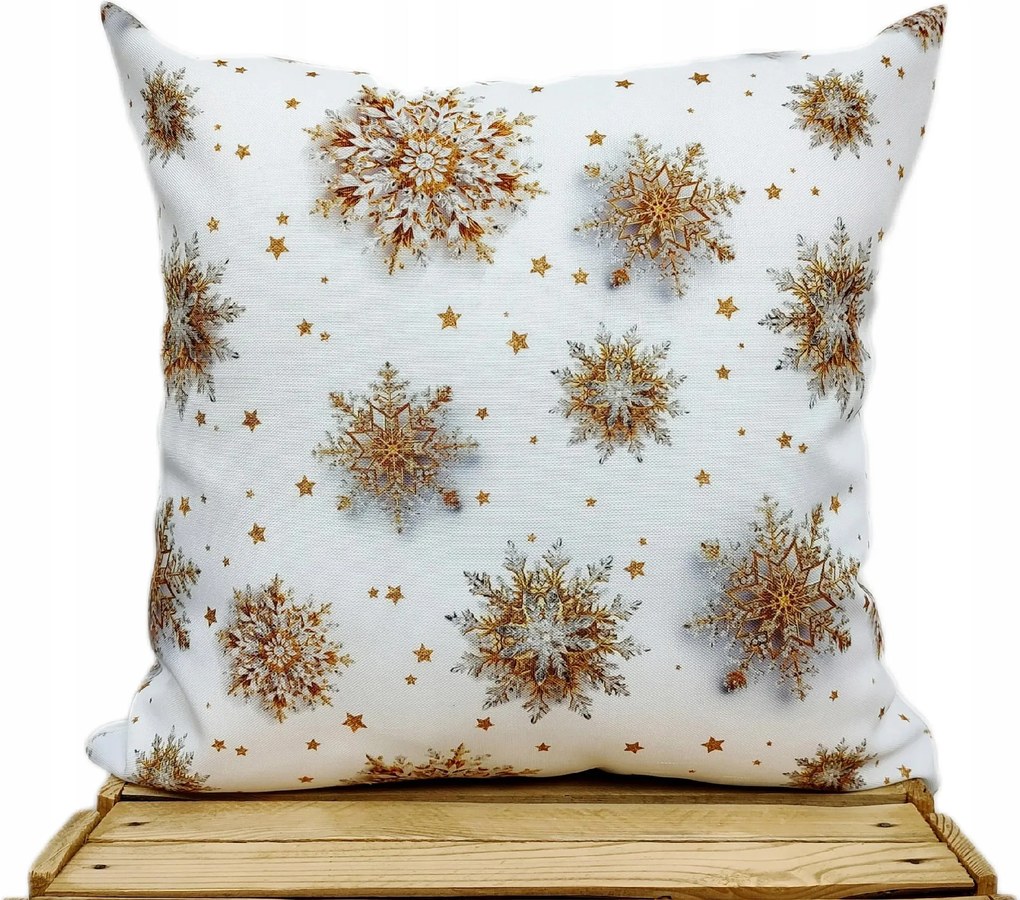 Snowflake karácsonyi párnahuzat 45x45 hópehely arany csillogó arany szirmok