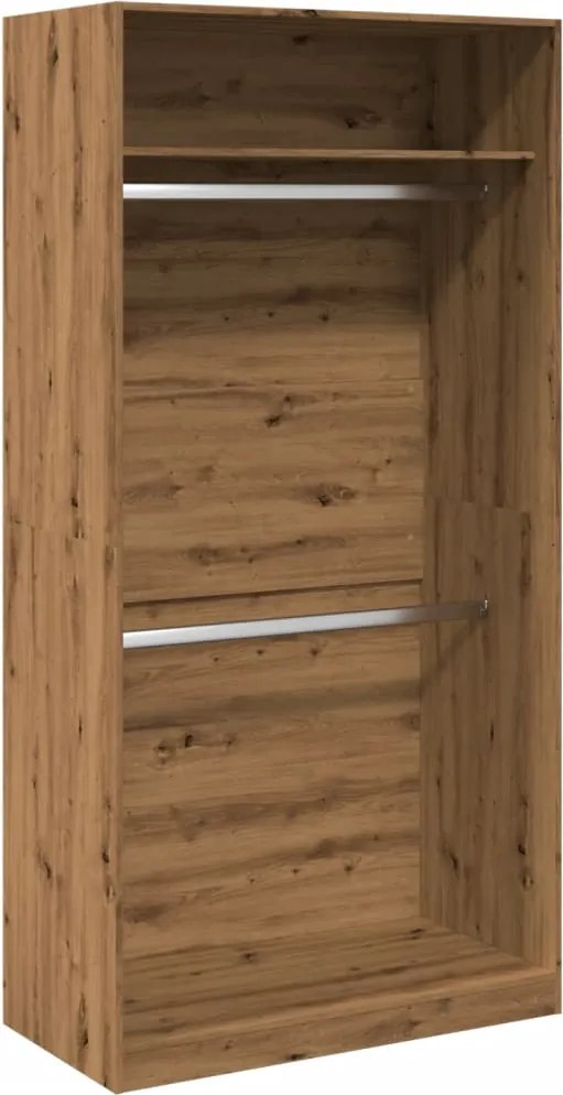 vidaXL kézműves tölgy színű szerelt fa ruhásszekrény 100 x 50 x 200 cm