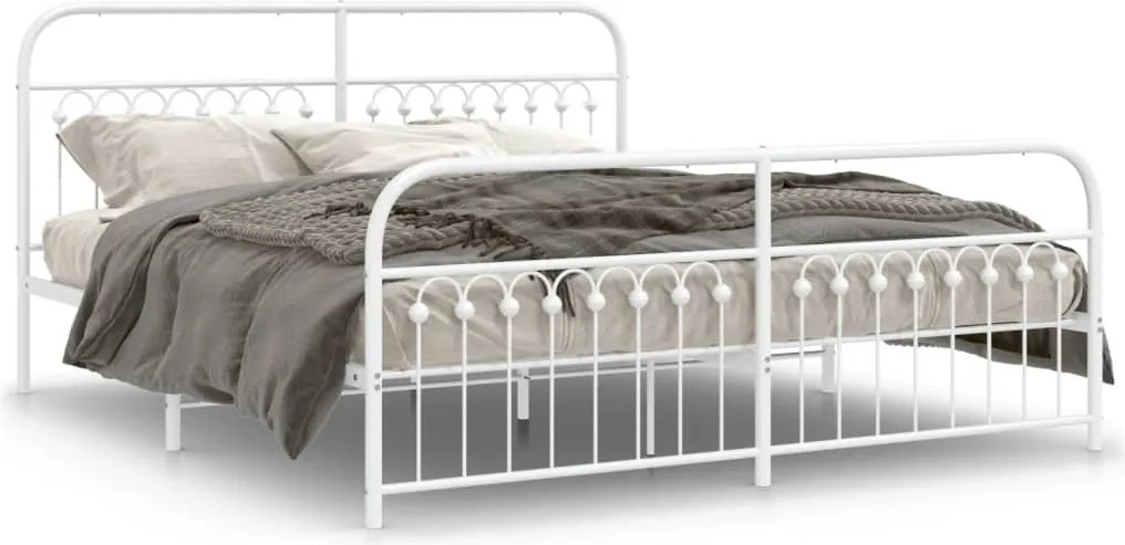 vidaXL fehér fém ágykeret fej- és lábtámlával 183 x 213 cm