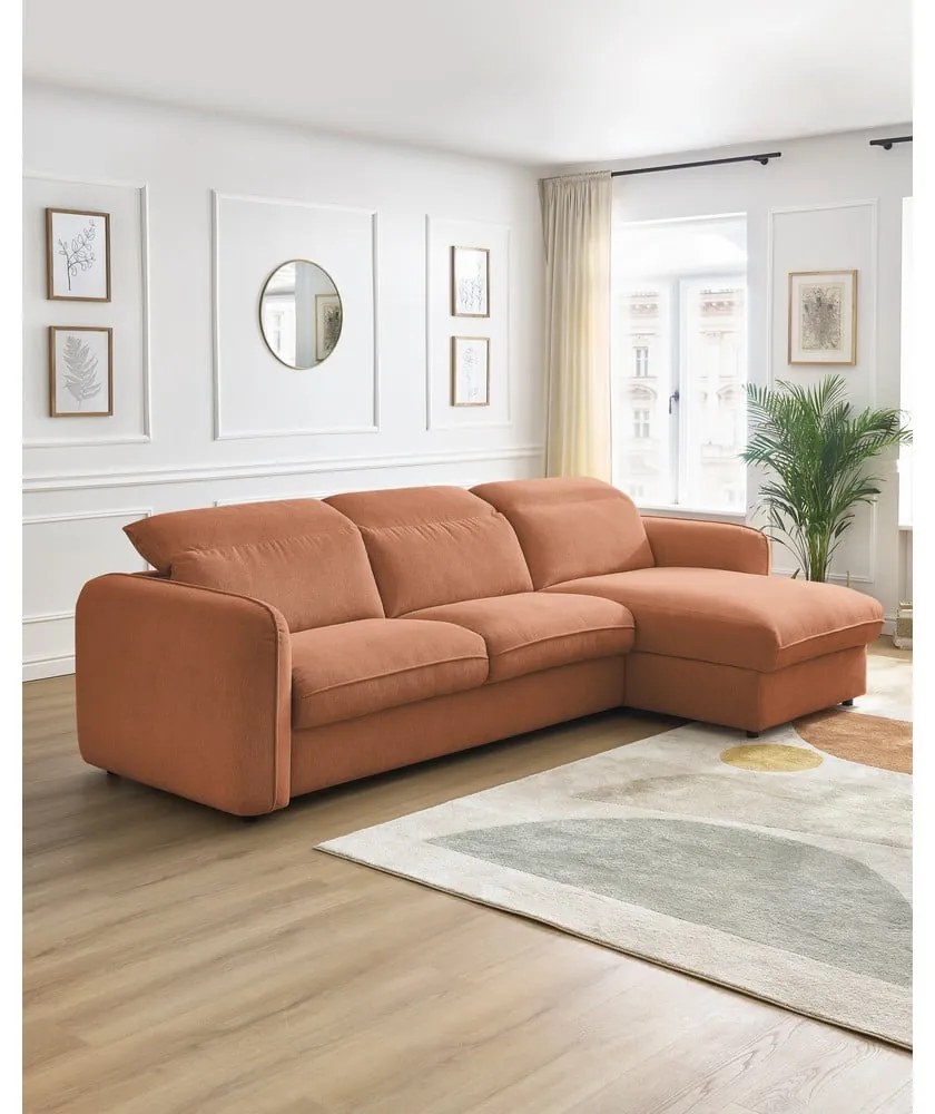 Narancssárga kinyitható sarokkanapé (variálható) Achille – Bobochic Paris