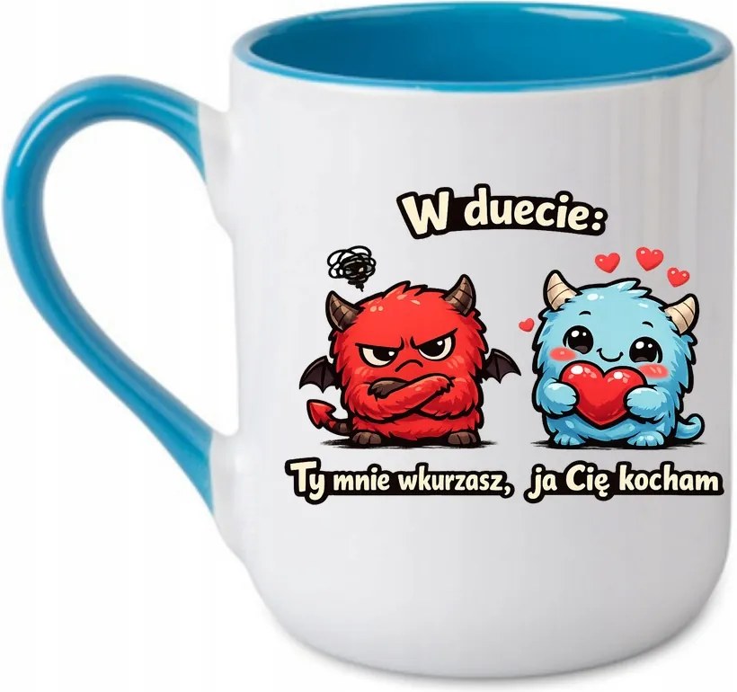 Bögre Duettben Te idegesítesz engem Én szeretlek Valentin nap Kék 330 coffee