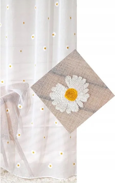 Függöny Virág Fehér Etamin Margaréta Hímzés Függöny Szalag Sárkány Sz. 300x200