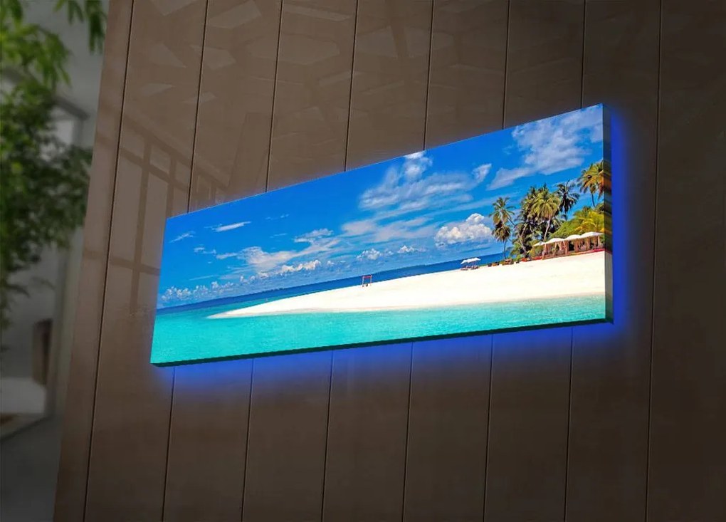 LED-es megvilágítású vászon falikép, többszínű -
