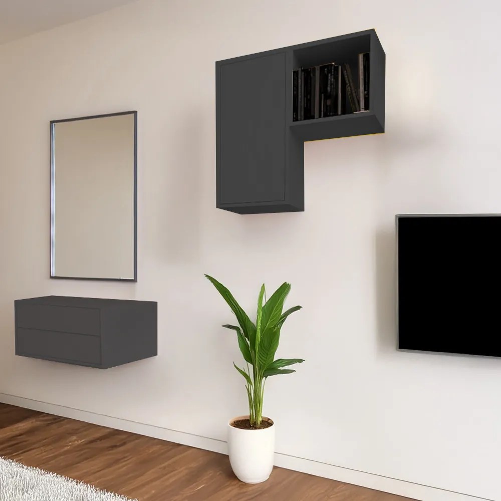 Boxie 1 ajtós fali szekrény 80x40x37 cm antracit