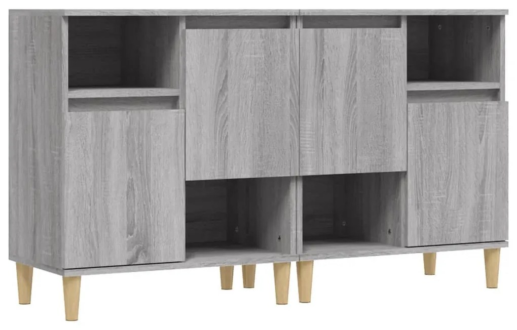 2 db szürke sonoma színű szerelt fa tálalószekrény 60x35x70 cm