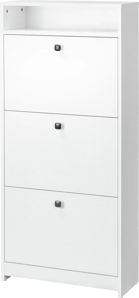 HOMCOM Cipőtartó 3 Felcsapható Rekesszel (18 Pár Cipő) és 1 Tárolópolc Chipboard Fa Fehér 60x24x132cm | Aosom