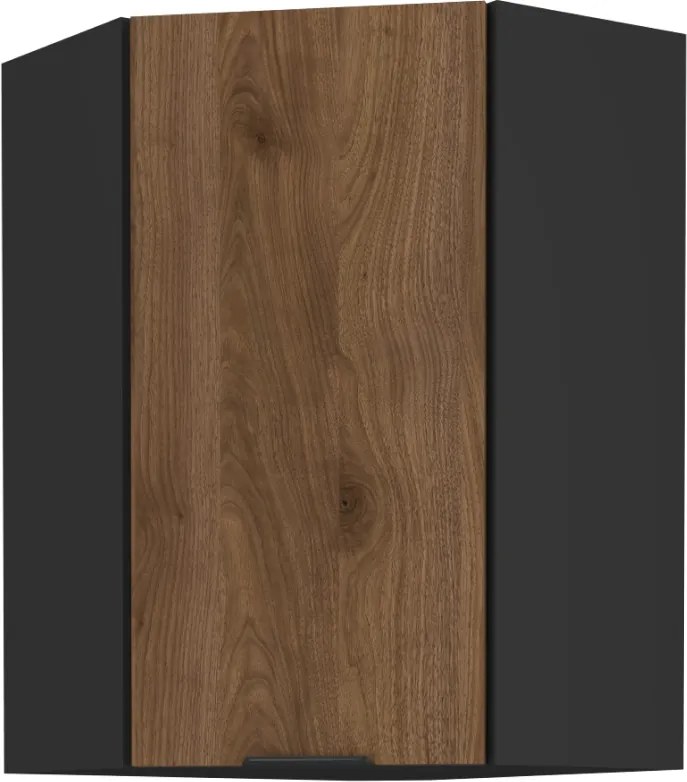 Felső sarokszekrény okapi dió/fekete, MENZO 60x60 GN-90 1F