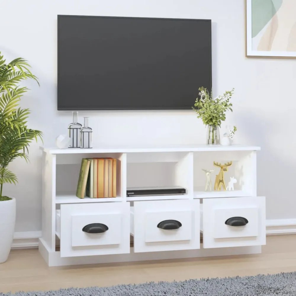 fehér szerelt fa TV-szekrény 100x35x50 cm