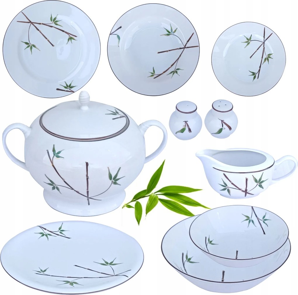 12 Személyes Étkészlet Porcelán Lengyel Chodzież Kézzel Festett