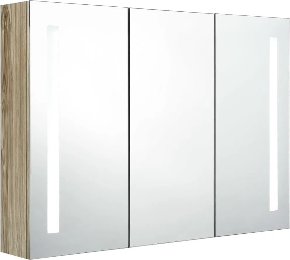 vidaXL tölgyszínű fürdőszobaszekrény LED világítással 89x14x62 cm