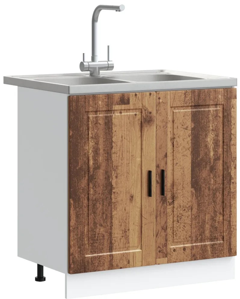 Mosogató Alap Cabinet &quot;&quot;Porto&quot;&quot; Mosogatónál Régi Fa 80x46x84,5 cm Mérnöki Fa