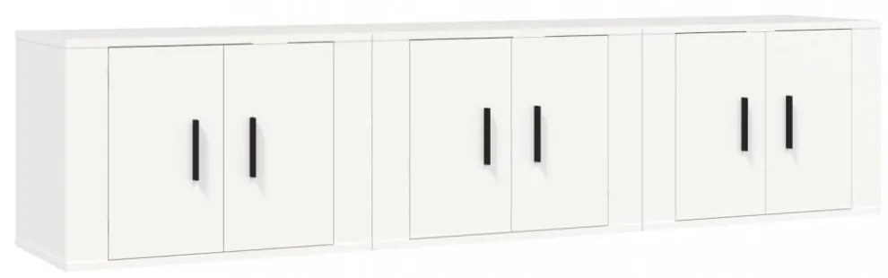 3 db fehér falra szerelhető TV-szekrény 57 x 34,5 x 40 cm