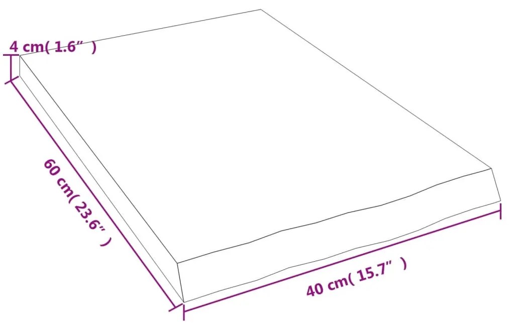 sötétbarna kezelt tömör tölgyfa fali polc 40x60x(2-4) cm