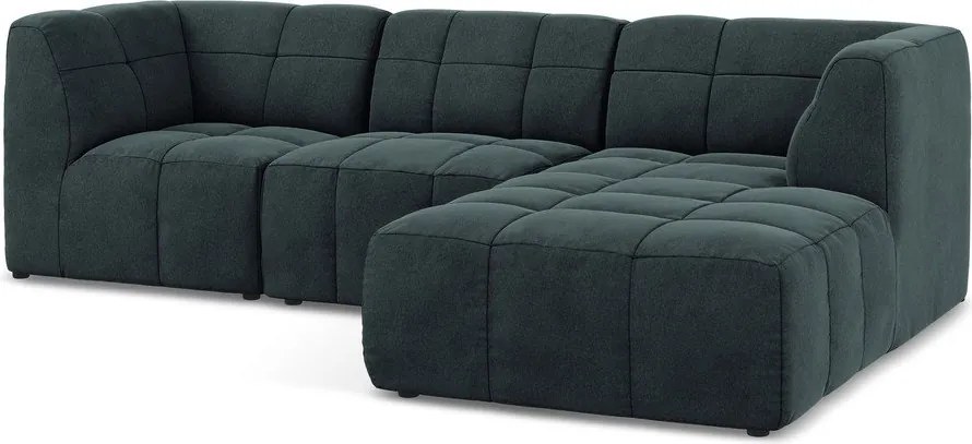 Kék bársony sarokkanapé (jobb oldali-heverő résszel) Aloha – Makamii