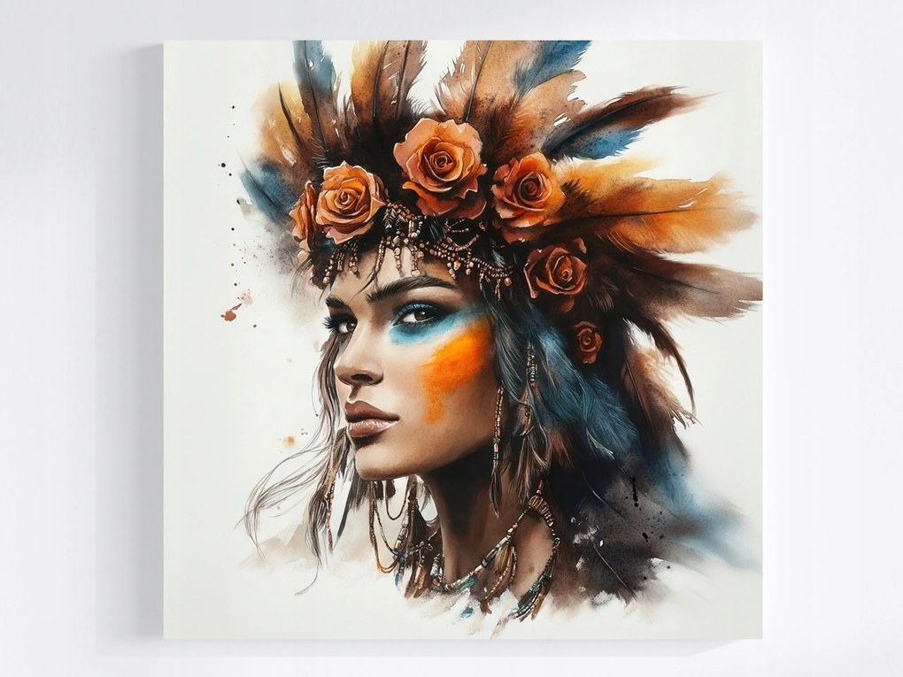 Vászonkép Canvas Portré Nő Indián Amerika Etno Boho 80x80