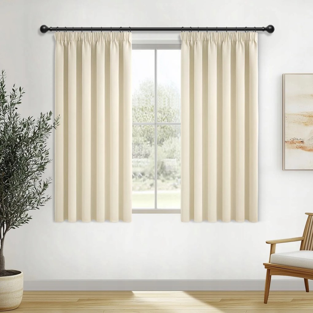 Hőszigetelő Sötétítő Függöny 140x160 CM Szalagon Világos Bézs 2 Db