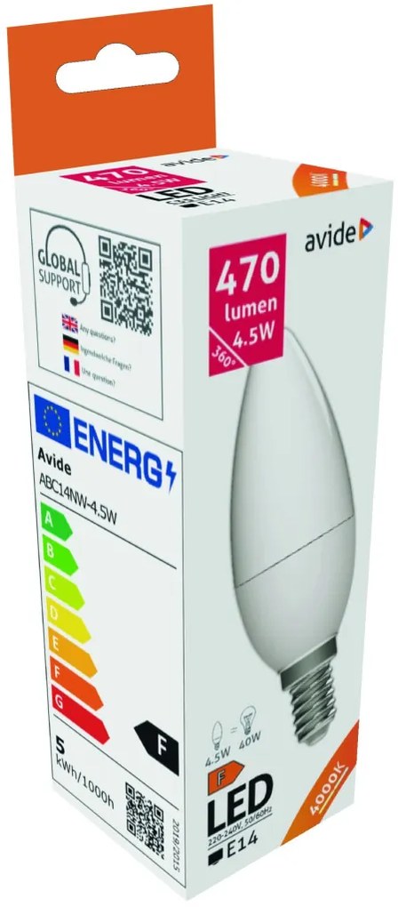 Avide LED Candle 4.5W E14 470LM NW 4000K