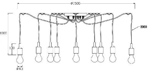 Lucide 08408/10/30 - Függeszték FIX MULTIPLE 10xE27/60W/230V