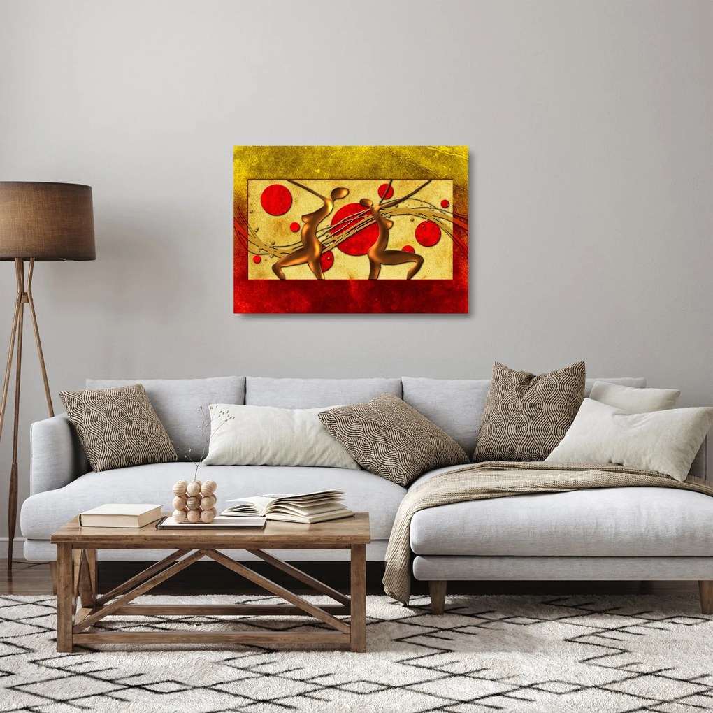 Absztrakt kép két nővel (üvegen) (70x50 cm)