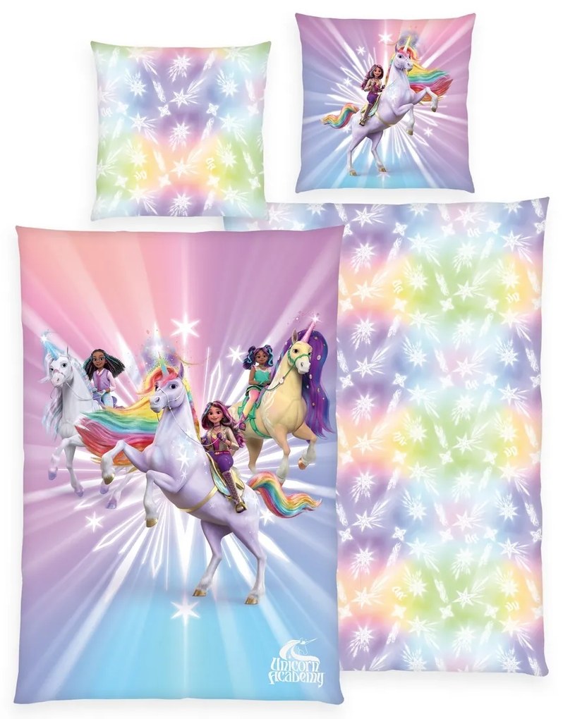 Herding Pamut ágynemű Unicorn Academy, 140 x 200cm, 70 x 90 cm, 140 x 200 cm, 70 x 90 cm