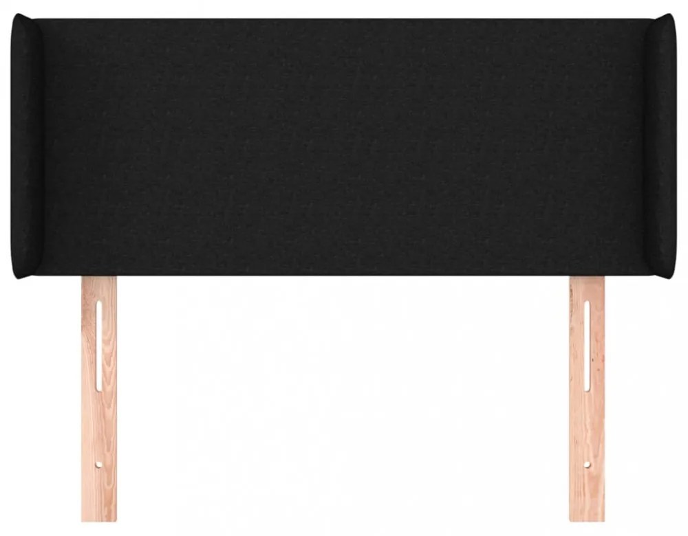fekete szövet fejtámla szárnyakkal 103x16x78/88 cm