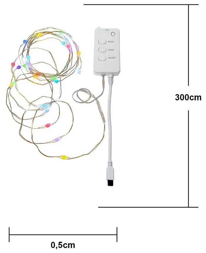 USB fényfüzér, izzók száma 30 db, hosszúság 300 cm Smart Strip – Star Trading