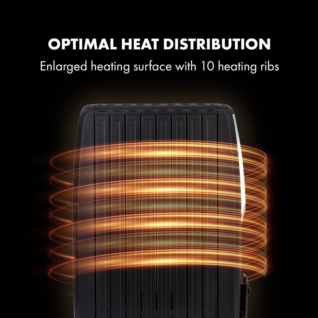 Thermaxx Noir, olajradiátor, 2500 W, 10 - 30 °C, 24-órás időzítő, távirányító, fekete