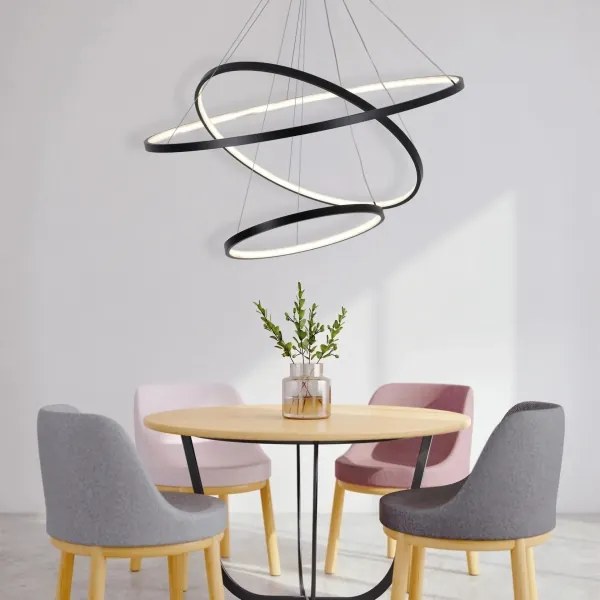 LED Csillár zsinóron LEA LED/60W/230V 4000K átm. 80 cm fekete