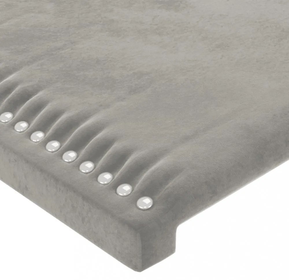 világosszürke bársony LED-es fejtámla 103 x 16 x 78/88 cm
