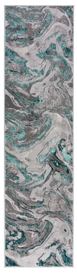 Szürke-türkiz futószőnyeg 80x300 cm Marbled – Flair Rugs