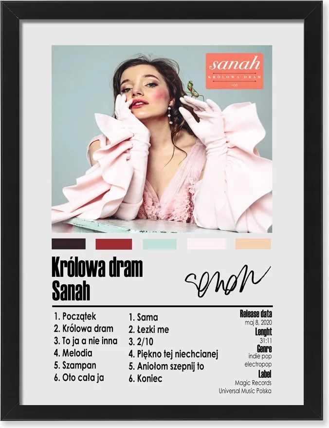 Sanah Queen dram album kép keretben fali ajándék 30x20 cm