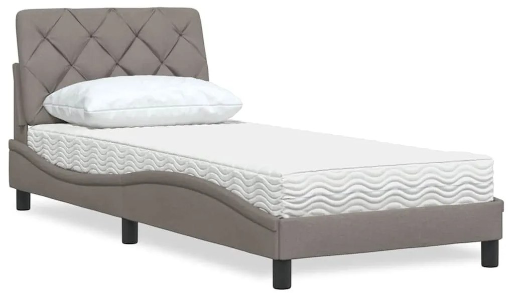 tópszínű szövet ágy matraccal 80x200 cm