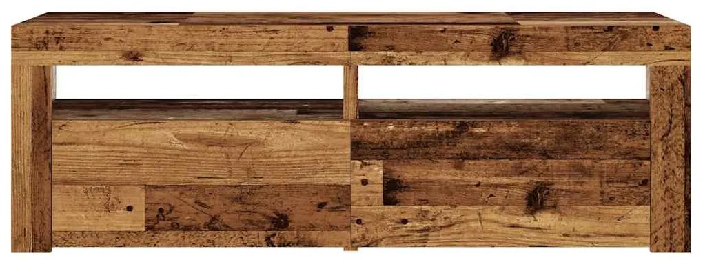 antik fa színű szerelt fa TV-szekrény LED-ekkel 120x35x40 cm