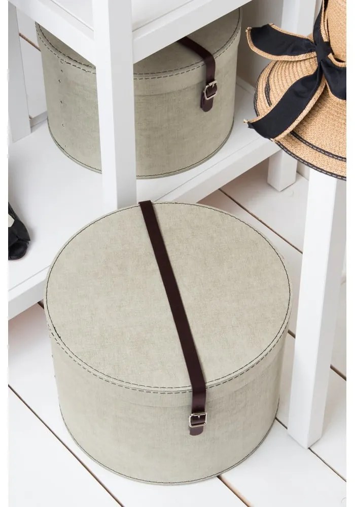 Bézs fedeles karton tárolódoboz szett 2 db-os ø 37,5x25 cm Rut Canvas Paper Laminate – Bigso