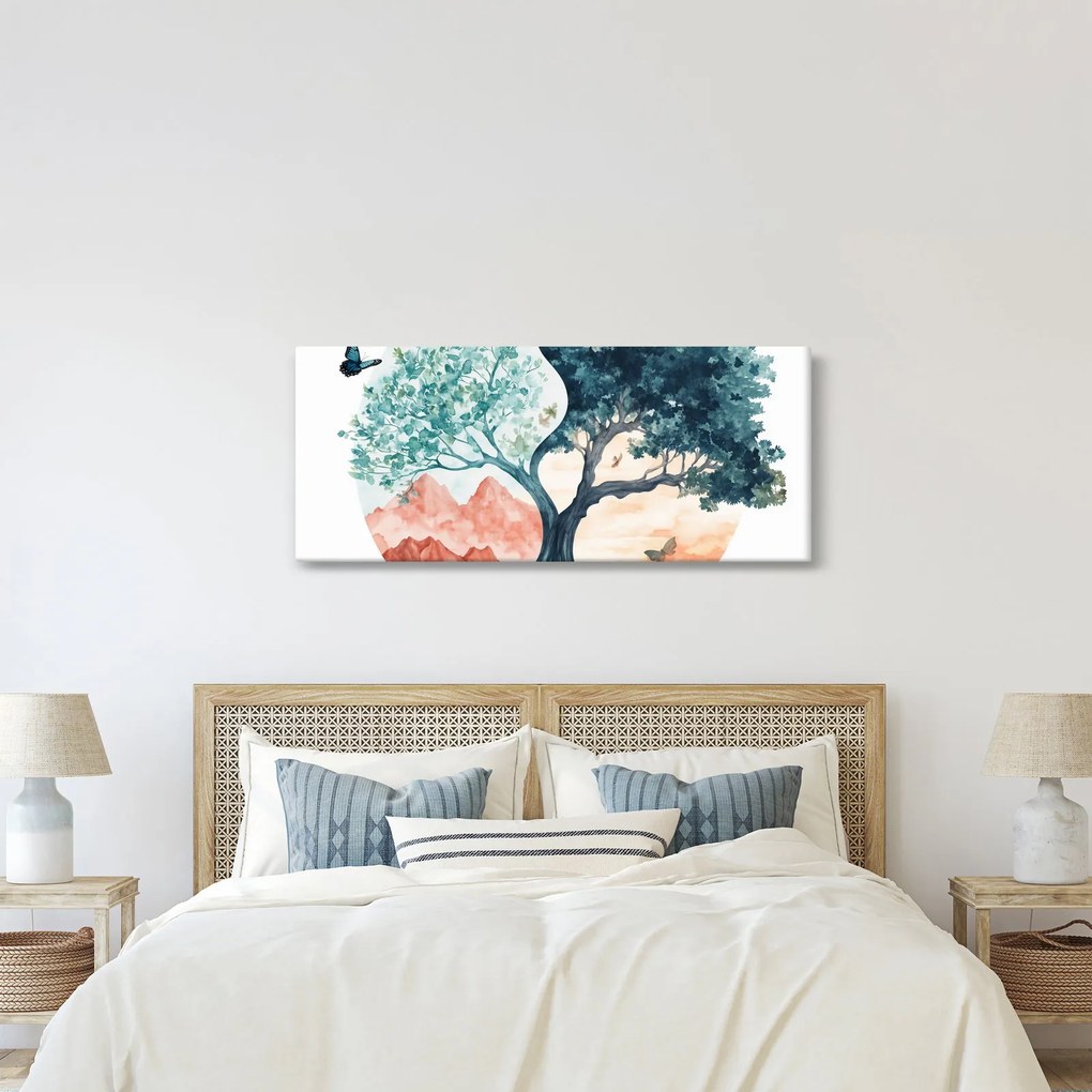 Kép – Akvarellfa tele élettel (120x50 cm)