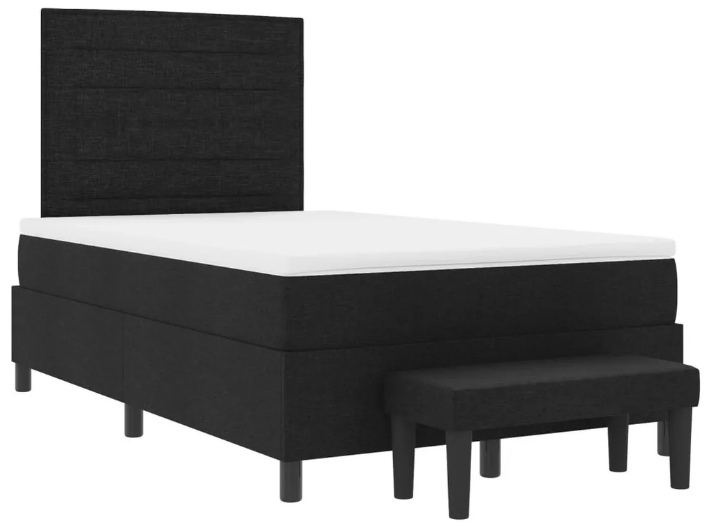 Boxspring Ágy Matraccal és Padlóval Fekete 120x200 cm Szövet