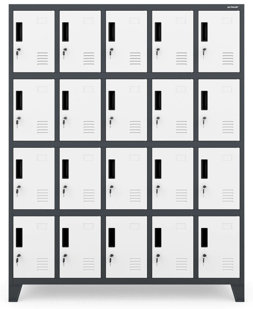 Rekeszes szekrény ROBERT, 1360 x 1720 x 450 mm, antracit-fehér