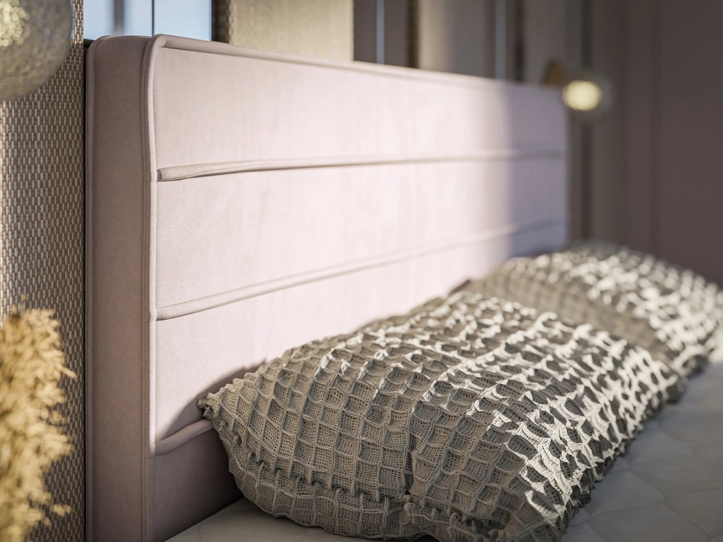 Egyszemélyes ágy Boxspring 120 cm Benio (világos lila) (matraccal és tárolóhellyel). 1043349
