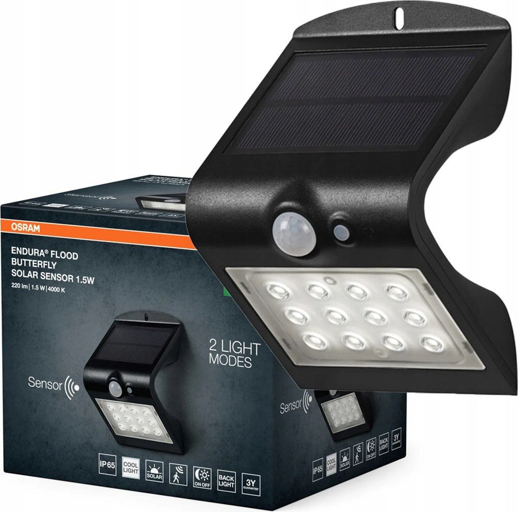 LED-es fényvető Napelemes alkonyati mozgásérzékelő 1.5W 4000K IP65 Endura