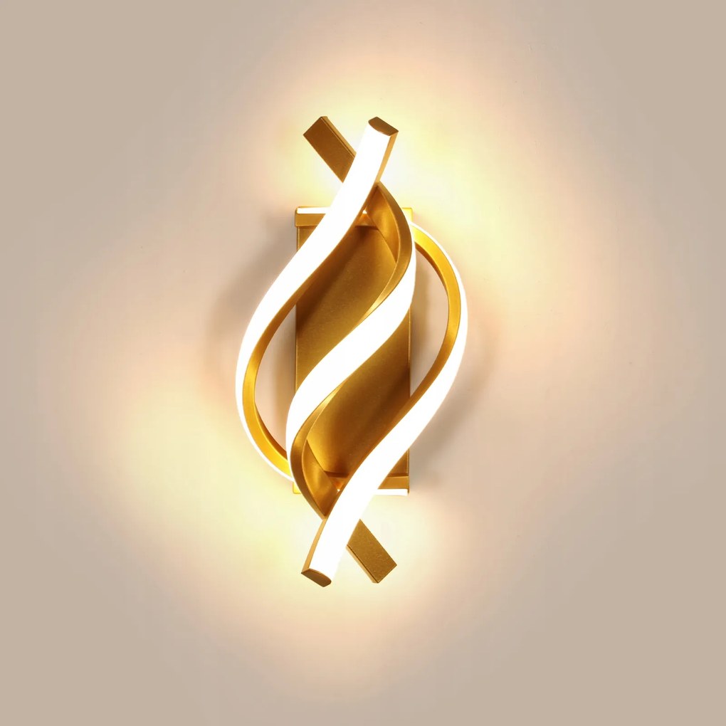 Kinkiet Scienny Led Lampa Wewnetrzny Złota Nowoczesny 22W 3000K