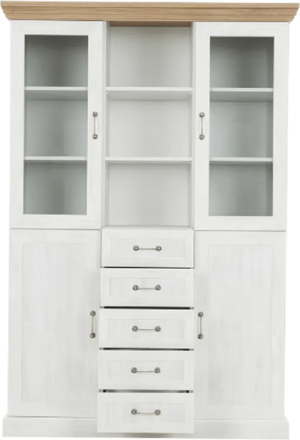 vitrines szekrény, északi sosna/vadtölgy, ROYAL W2D