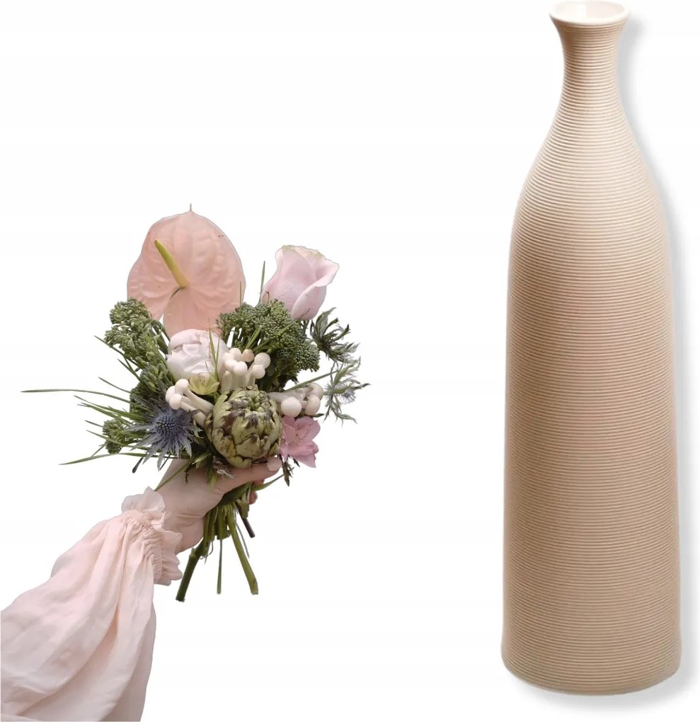 Váza Virág Flakon Fehér Krém Dekoratív Kerámia 25cm EstiloHome